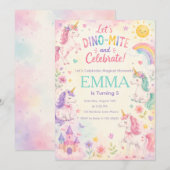 astel Unicorn Birthday Invitation Template 招待状 (正面/裏面)