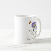 Aster Birth Month Flower コーヒーマグカップ (正面右)