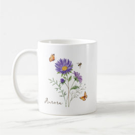 Aster Birth Month Flower コーヒーマグカップ