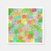 Aster & Coneの花と熱帯離れの水彩 スタンダードカクテルナプキン (正面)