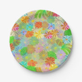 Aster & Coneの花と熱帯離れの水彩 ペーパープレート (正面)