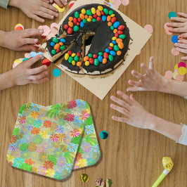 Aster & Coneの花と熱帯離れの水彩 ペーパープレート