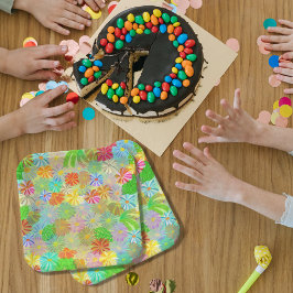 Aster & Coneの花と熱帯離れの水彩 ペーパープレート