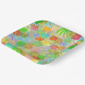 Aster & Coneの花と熱帯離れの水彩 ペーパープレート (傾斜あり)