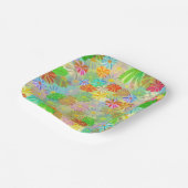 Aster & Coneの花と熱帯離れの水彩 ペーパープレート (傾斜あり)