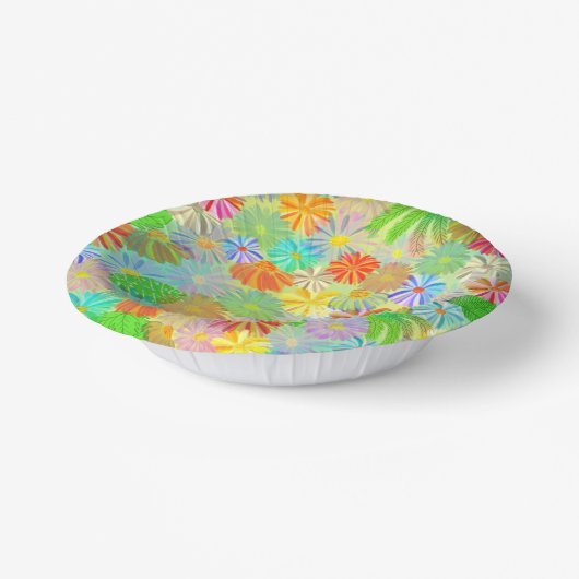 Aster & Coneの花と熱帯離れの水彩 ペーパーボウル (傾斜あり)