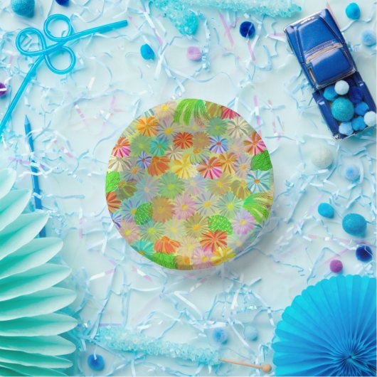 Aster & Coneの花と熱帯離れの水彩 ペーパーボウル (パーティー)