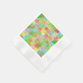 Aster & Coneの花と熱帯離れの水彩 縁ありカクテルナプキン (角)