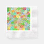 Aster & Coneの花と熱帯離れの水彩 縁ありカクテルナプキン (正面)