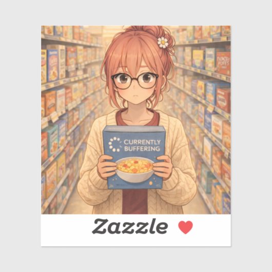 Aster™ Currently Buffering Die-Cut Sticker Cute Ae シール (シート)