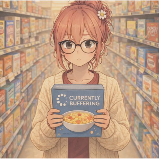 Aster™ Currently Buffering Die-Cut Sticker Cute Ae シール (正面)