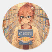 Aster™ Currently Buffering Round Sticker Cute Aest ラウンドシール (正面)