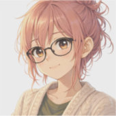 Aster™ Cute Aesthetic Girl Custom-Cut Vinyl Sticke シール (正面)