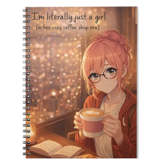 Aster™ I'm Just a Girl Spiral Notebook Cute Aesthe ノートブック (正面)
