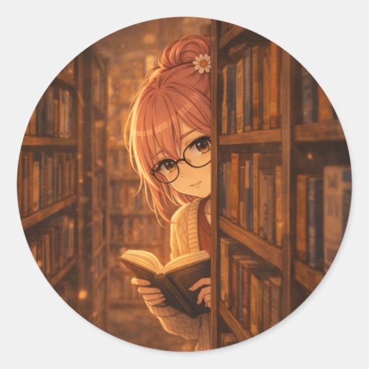 Aster™ In My Reading Era Round Sticker Cute Aesthe ラウンドシール (正面)