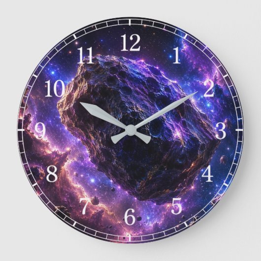 Asteroid Wall Clock — Space-Inspired Design ラージ壁時計 (正面)