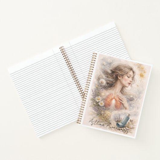 Asthma Awareness Art Print | Soft Botanical Lung ノートブック (内部)