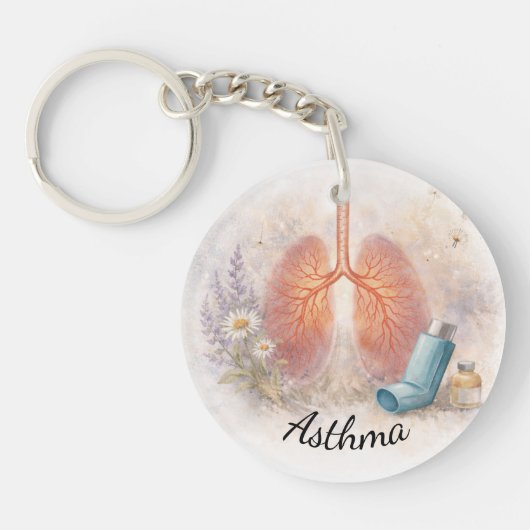 Asthma Awareness Keychain | Botanical Lung Art キーホルダー (正面)
