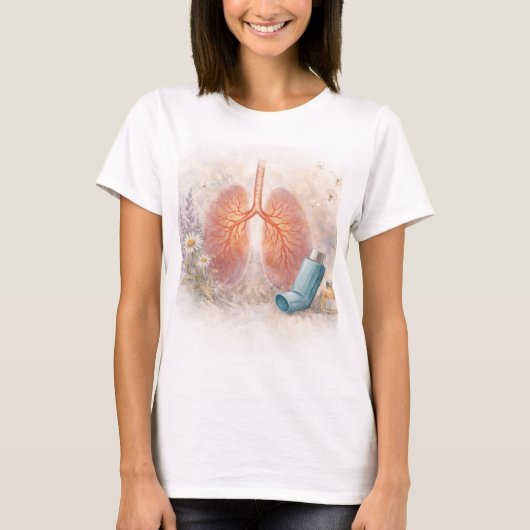 Asthma Awareness T-Shirt | Botanical Lung Design Tシャツ (正面)