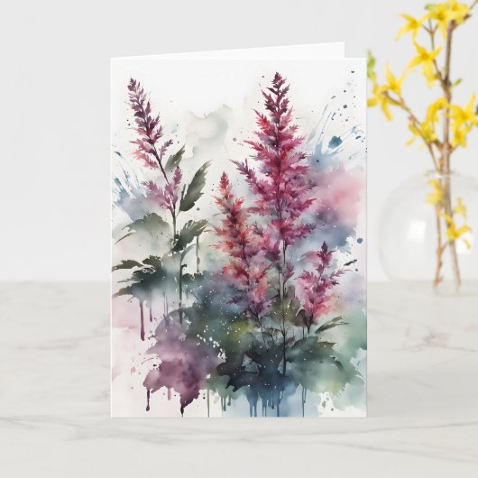 Astilbe - Watercolor flowers カード (黄色い花)