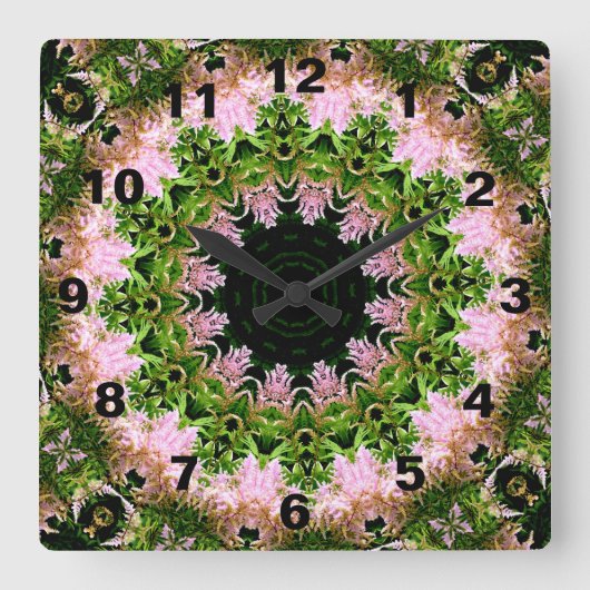 Astilbe Wreath スクエア壁時計 (正面)