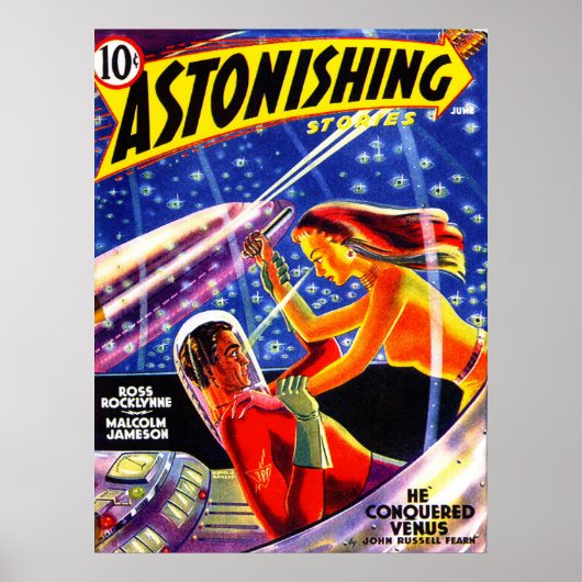 ASTONISHING STORIES Vintage Pulp Magazine Cover ポスター (正面)