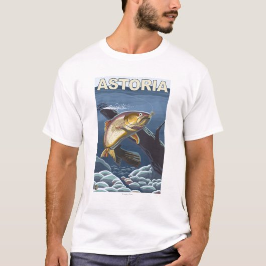 AstoriaのOregonCutthroatのマスの横断面 Tシャツ (正面)