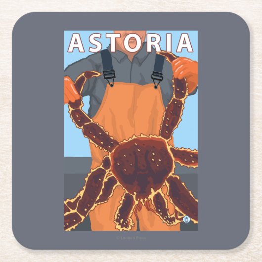 AstoriaのOregonKingのカニ スクエアペーパーコースター (正面)