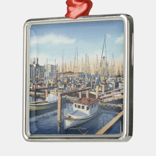 Astoria、オレゴン-港の漁船隊 メタルオーナメント (左)