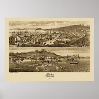 Astoria Oregon Panoramic Map 1883  ポスター