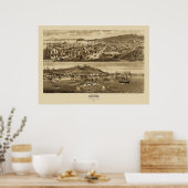 Astoria Oregon Panoramic Map 1883  ポスター (キッチン)