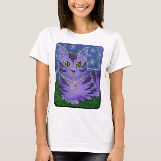 Astraの天の月は猫のファンタジーの芸術のTシャツを主演します Tシャツ (正面)