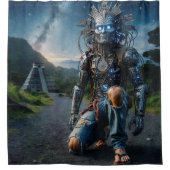 Astral Blue Jeans Warrior シャワーカーテン (正面)