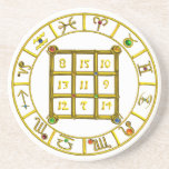 ASTRAL CODE / MAGIC SQUARE 33,white コースター<br><div class="desc">Cool, artistic and unique design , zodiacal signs with their gemstones inset .The numbers are placed so that the sum of each line (horizontal sense ), each column (vertical sense ) , and each diagonal of the “ Magic Square “ the result is always 33. Idea and calculation by Alessandro...</div>