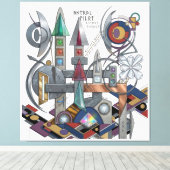 Astral Pilot: El Lissitzky Style Constructivist My キャンバスプリント (インサイチュ (ウッドフロア))