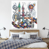 Astral Pilot: El Lissitzky Style Constructivist My キャンバスプリント (インサイチュ (寝室))