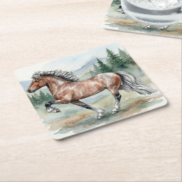 Astrid Tolting Icelandic Horse watercolor スクエアペーパーコースター