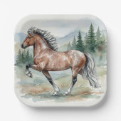 Astrid Tolting Icelandic Horse watercolor ペーパープレート (正面)