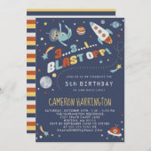 Astroの怠惰-宇宙の子供の誕生日のパーティー 招待状 (正面/裏面)