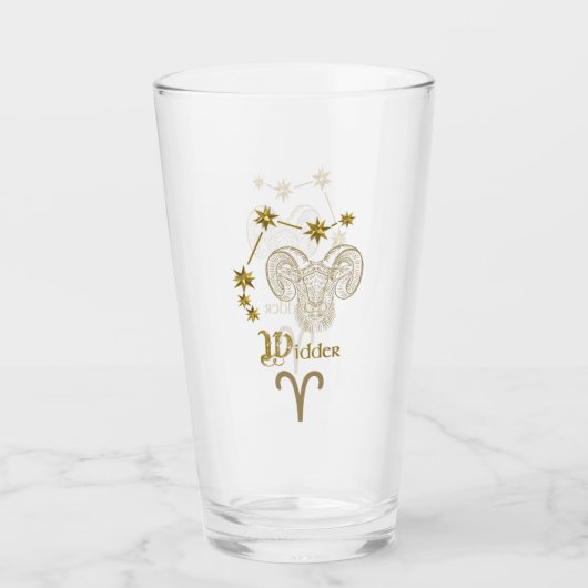 Astrologisches Sternzeichen Widder - Gold タンブラーグラス (正面)
