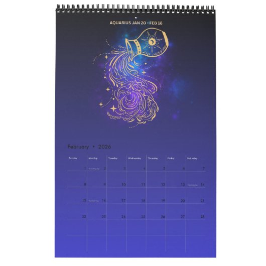 Astrology 2026 wall Calendar カレンダー (2月 2026)