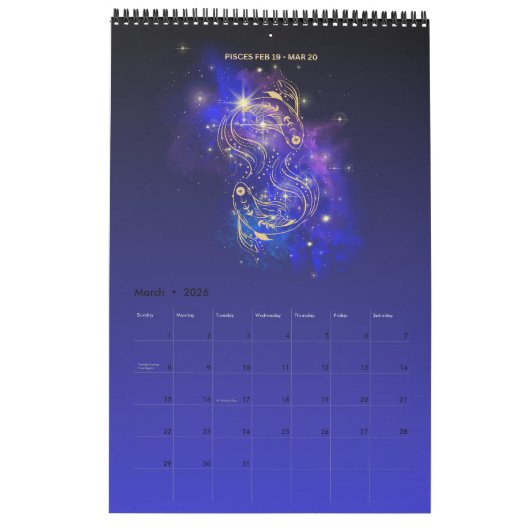 Astrology 2026 wall Calendar カレンダー (3月 2026)