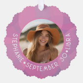 Astrology Libra〔占星術の〕十二宮図サイン写真カスタム誕生日 オーナメントカード (正面)