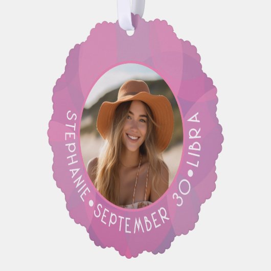 Astrology Libra〔占星術の〕十二宮図サイン写真カスタム誕生日 オーナメントカード (左)