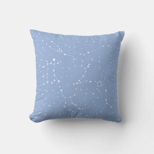 Astrology Pastel Blue White Stars Constellation クッション (正面)