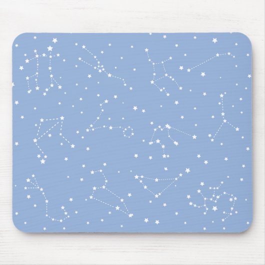 Astrology Pastel Blue White Stars Constellation マウスパッド (正面)
