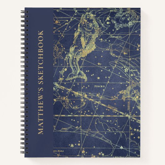 Astrology Pisces占星術Sketchbook With Name ノートブック (正面)