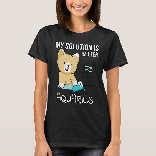 Astrology Saying Cute Cat Zodiac Sign Aquarius Tシャツ (正面)