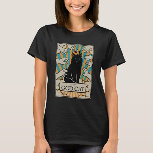Astrology The God Cat Goth Tarot Card Reader Witch Tシャツ (正面)