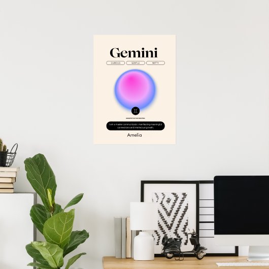 Astrology Zodiac Sign Gemini Poster ポスター (ホームオフィス)